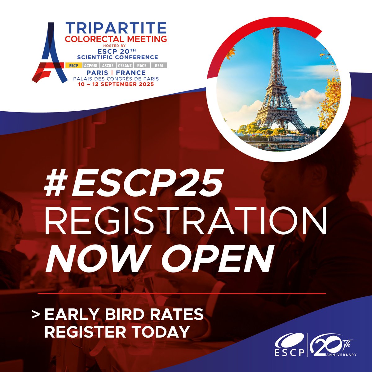 European Society of Coloproctology (@escp_tweets) on Twitter photo 📢 Registration OPEN for #ESCP25!
🗓 Sept 10-12, 2025 📍 Paris
Join us for the Tripartite Colorectal Meeting—featuring an increase in abstract submissions this year!
🏆Last year’s winners:
Best of the Twelve Best – <a href="/QDenost/">Quentin Denost</a>
Best Oral Visual Poster – Nicola Hodges 📢 Registration OPEN for #ESCP25!
🗓 Sept 10-12, 2025 📍 Paris
Join us for the Tripartite Colorectal Meeting—featuring an increase in abstract submissions this year!
🏆Last year’s winners:
Best of the Twelve Best – <a href="/QDenost/">Quentin Denost</a>
Best Oral Visual Poster – Nicola Hodges