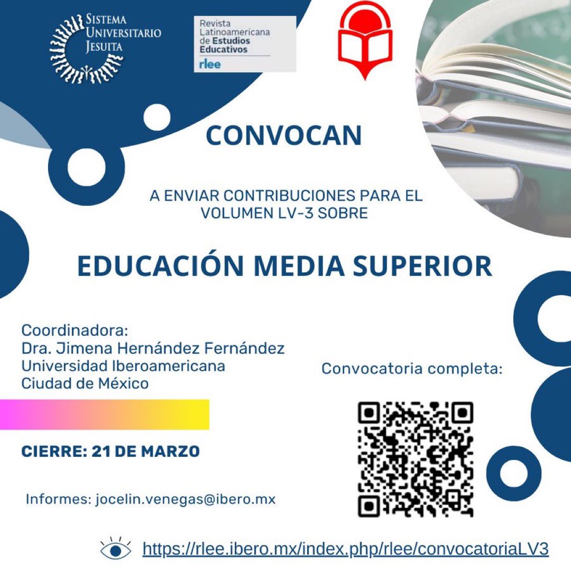 Jimena Hernández-Fernández (@jimena_hdezfdez) on Twitter photo El próximo viernes 21 de marzo cierra la convocatoria para el número especial sobre Educación media superior. No olviden mandar sus manuscritos a <a href="/RevistaLatinoa1/">Revista Latinoamericana de Estudios Educativos</a> El próximo viernes 21 de marzo cierra la convocatoria para el número especial sobre Educación media superior. No olviden mandar sus manuscritos a <a href="/RevistaLatinoa1/">Revista Latinoamericana de Estudios Educativos</a>
