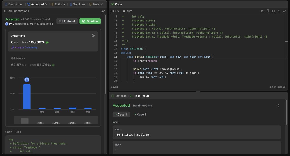 OkProfessor8854's tweet photo. Day 68 of #100DaysOfCode! 🚀
Happy Holi Guys !!!! cant get to do much cuz of Holi
- Solved 4 BST problems #BST_Week     
- Revised 1 problem   
  #cse2025 #connect #dsa #leetcode #technerd https://t.co/6Q8PXoevwZ