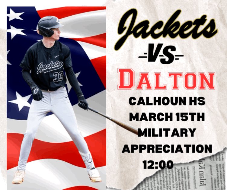 We will still have our Military Appreciation Day at Home tomorrow, Saturday March 15th, against Dalton. We invite any active or former members of any armed services to come on the field before the game for us to honor you and thank you for your service. Go Jackets!!