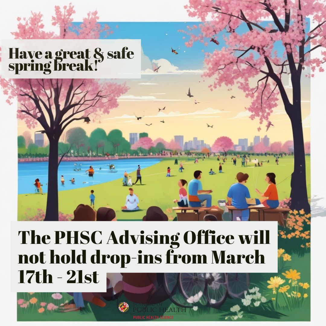 Just a heads up! 🚨 The PHSC Advising Team will not be holding drop-in advising during Spring Break (the week of March 17th). Take some time to relax and recharge, and we'll be back to assist you soon! 🌸 #SpringBreak #PHSCAdvising