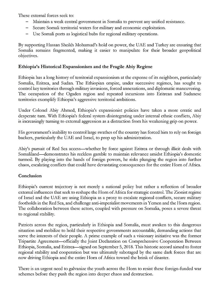 GlosoyaOrg's tweet image. 🔴 The Horn of Africa stands at a critical crossroads as global and regional powers manipulate its fragile geopolitics to advance their strategic interests. At the center of this web is Ethiopia and the failed regime of Colonel Abiy, a country that has historically pursued…
