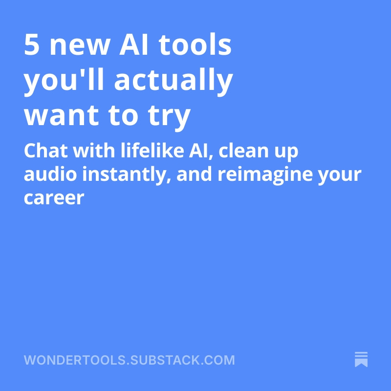 Jeremy Caplan (@jeremycaplan) on Twitter photo 5 new AI tools you'll actually want to try⚡️ incl:
1. <a href="/sesame/">Sesame</a> for AI voice conversation + <a href="/NaturaUmanaAI/">Natura Umana</a>
2. <a href="/convergence_ai_/">Convergence</a> for AI task automation
3. <a href="/elevenlabsio/">ElevenLabs</a>'s Scribe transcription
4. <a href="/GeminiApp/">Google Gemini App</a>'s new free Gems
5. <a href="/Adobe/">Adobe</a>'s podcast AI = clean audio
open.substack.com/pub/wondertool… 5 new AI tools you'll actually want to try⚡️ incl:
1. <a href="/sesame/">Sesame</a> for AI voice conversation + <a href="/NaturaUmanaAI/">Natura Umana</a>
2. <a href="/convergence_ai_/">Convergence</a> for AI task automation
3. <a href="/elevenlabsio/">ElevenLabs</a>'s Scribe transcription
4. <a href="/GeminiApp/">Google Gemini App</a>'s new free Gems
5. <a href="/Adobe/">Adobe</a>'s podcast AI = clean audio
open.substack.com/pub/wondertool…