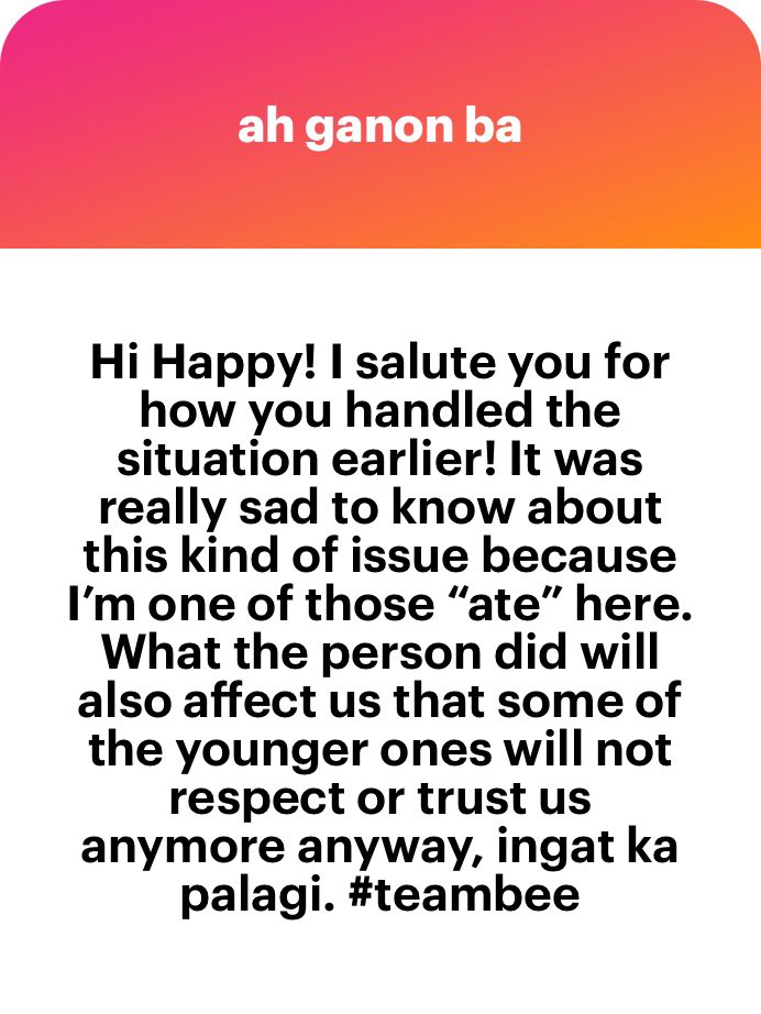 angrprblms's tweet image. THANK YOU PO 🥹 sobrang laking bagay that our ates here vindicated us lalong lalo si bee 🤍 I may be the type of person whose go-to reaction is to curse and be loud, but a lot of the time that passion is inspired by my friends who i love. #teambee hanggang dulo 🫶🏼 Goodnight po!