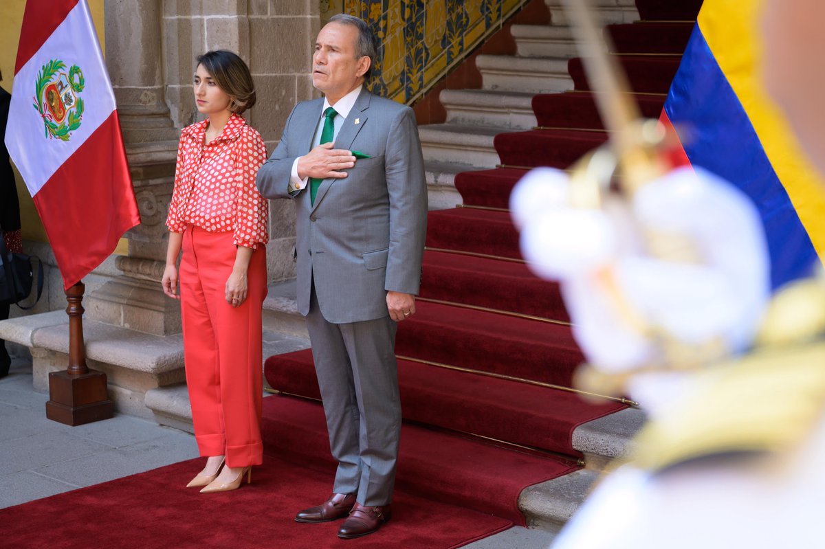 CancilleriaCol's tweet photo. ¡Colombia y Perú refuerzan sus relaciones bilaterales, reafirmando sus históricos lazos de amistad! 

La Canciller @laurisarabia se reunió en Lima con su homólogo Elmer Schialer 🇵🇪 para impulsar la cooperación y avanzar en la agenda bilateral. https://t.co/TjmF4998wr