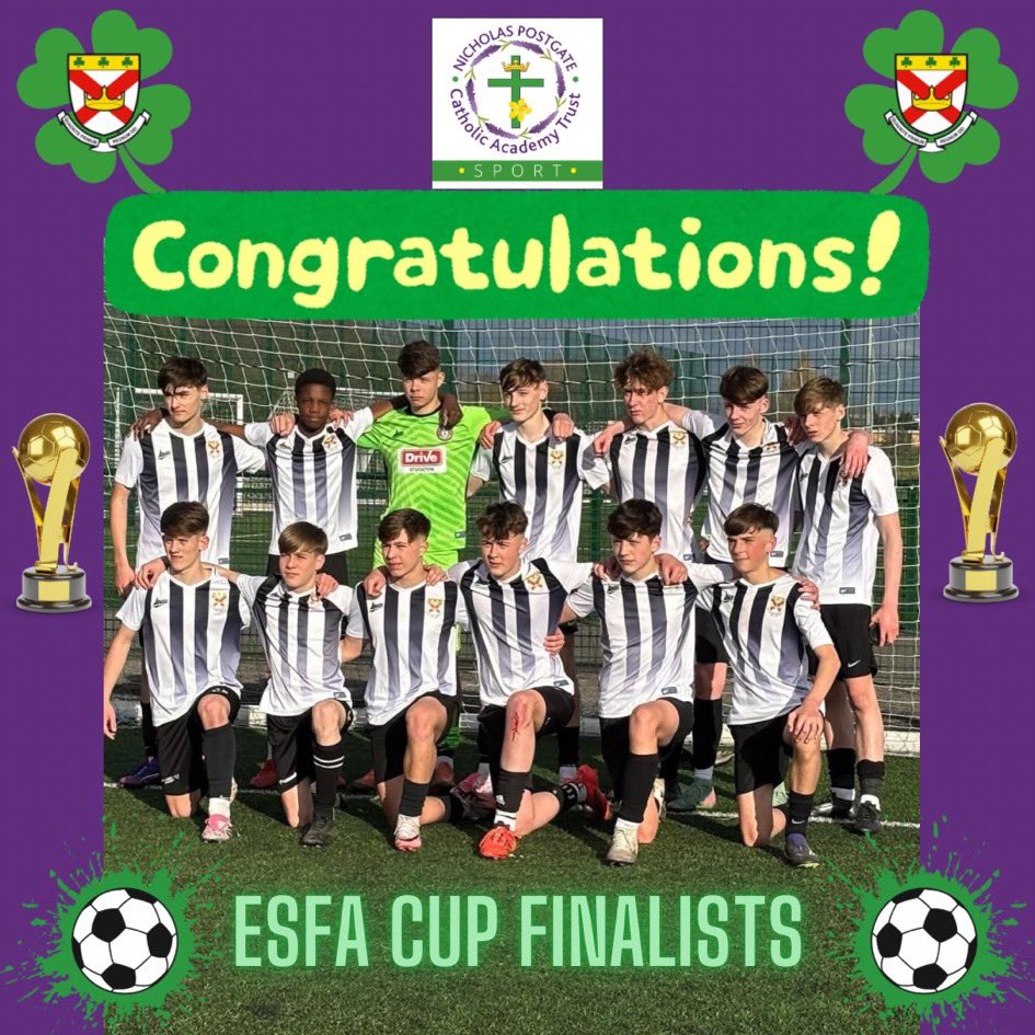 MalDickenson's tweet photo. A canny few days for the Y10 legends of St Patrick’s, Thornaby.
Qualified for the ESFA National finals on Tuesday, then today coasted to the T6 cup.
#NPCAT @NPCAT_Sport @GaryAPhilipson
Ha’way The Pats. https://t.co/DXgLPQWHq8