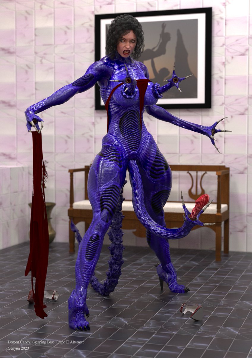 GenuineGenyun's tweet photo. "Hey! Why do they keep their human heads in #Demoncandy transformations Genyun?" I'm glad you asked, hypothetical human! The truth is, I did with the first test renders. But it looks awful because you could see the teeth, tongue and inner mouth through the glassy texture. https://t.co/B5i2C2YUS2