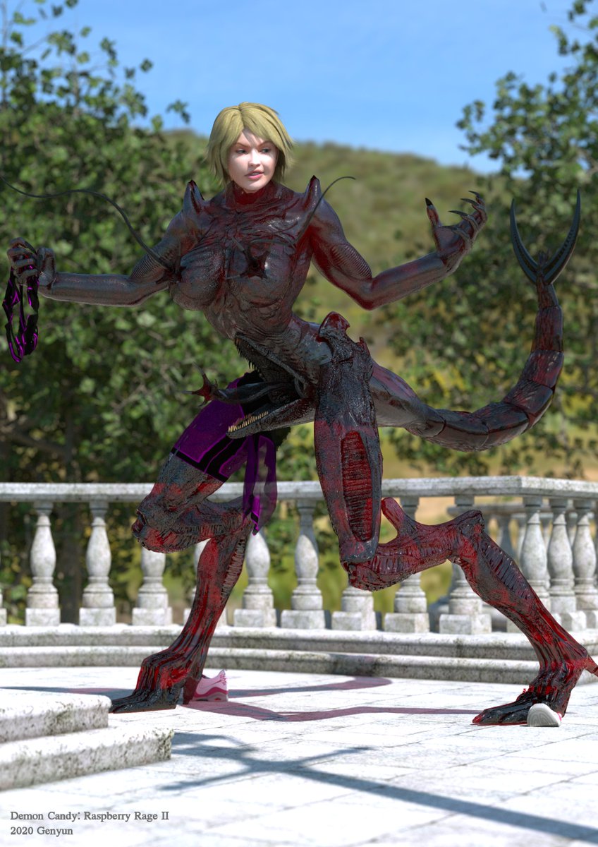 GenuineGenyun's tweet photo. "Hey! Why do they keep their human heads in #Demoncandy transformations Genyun?" I'm glad you asked, hypothetical human! The truth is, I did with the first test renders. But it looks awful because you could see the teeth, tongue and inner mouth through the glassy texture. https://t.co/B5i2C2YUS2