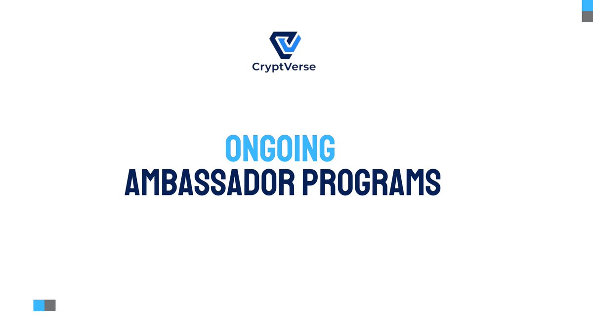 Ongoing ambassador programs 

Please repost for visibility 

#Crypto #Ambassador #Web3 #ambassadorprogram
