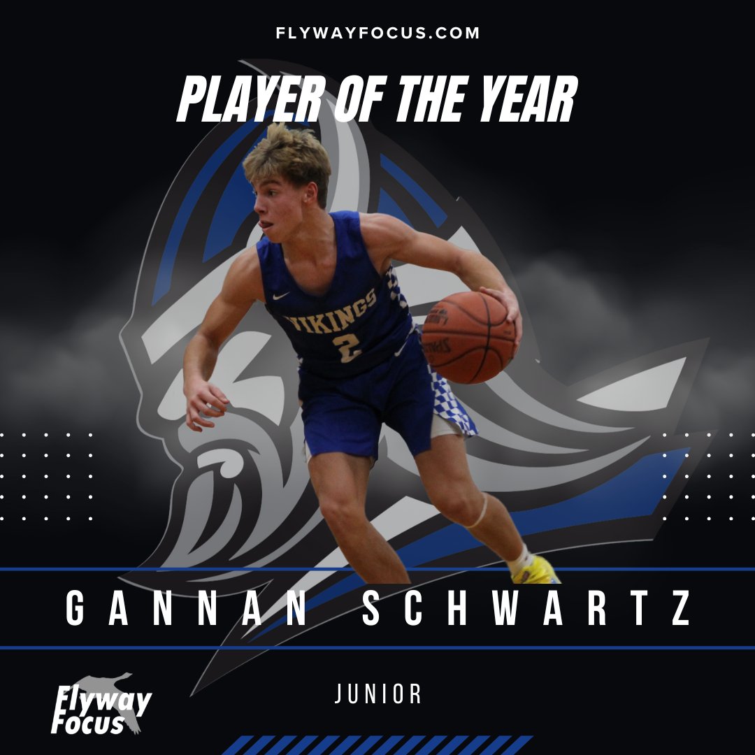 The #Flyway announced the boys basketball all-conference teams... the first team was highlighted by #Vikings junior Gannan Schwartz, who was voted Player of the Year.
