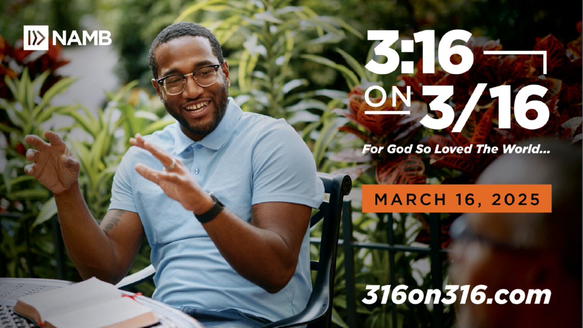 NAMBEvangelism's tweet photo. 📢 Only 2 days away!
Join us for 3:16 on 3/16 — a nationwide movement to share the hope of John 3:16 🙌
Let’s boldly proclaim the Gospel: “For God so loved the world…”
Your voice can make an eternal impact.
#316on316 #FaithInAction #ShareTheGospel #LiveSent #BoldFaith https://t.co/EpbZ3H0dBB