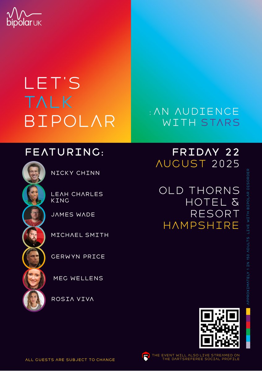 🚨🚨🚨HELP NEEDED🚨🚨🚨

On Friday 22nd August 2025, I will be holding an event in the aid of @Bi-Polar Uk.

I need your help, to start conversations, to spread the word, and together we will raise mental health awareness.

Guest celebrities and I will be speaking live, openly