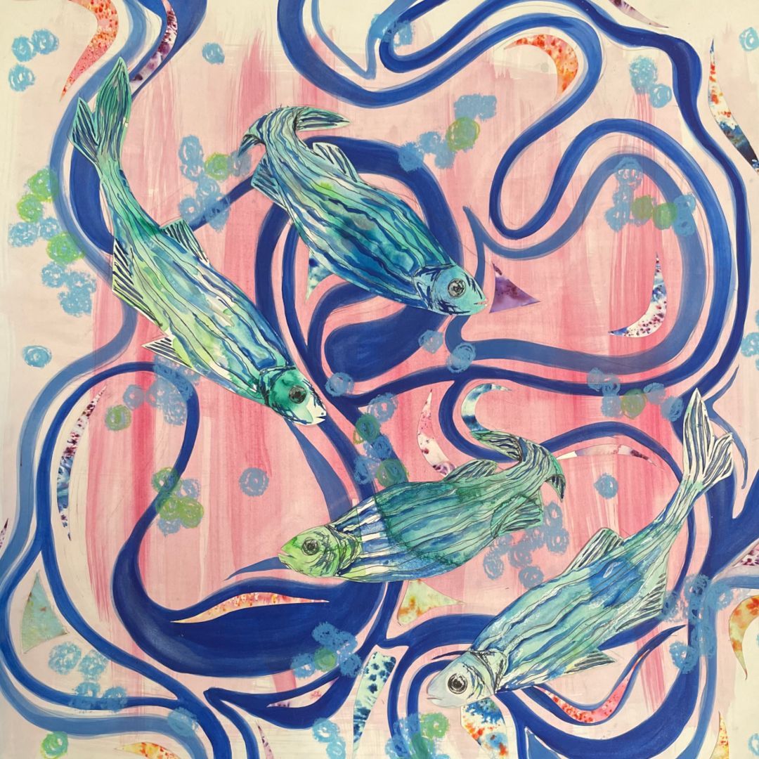 In this mixed media artwork, proteins from zebrafish 🦓🐟 are depicted as bubbles.

This art highlights how zebrafish enable insight into cell growth &amp; metabolism.

Article on the science-behind-the-art ⬇️
ebi.ac.uk/pdbe/articles/…

#NatureArt #SciArt #PDBart #FishArt