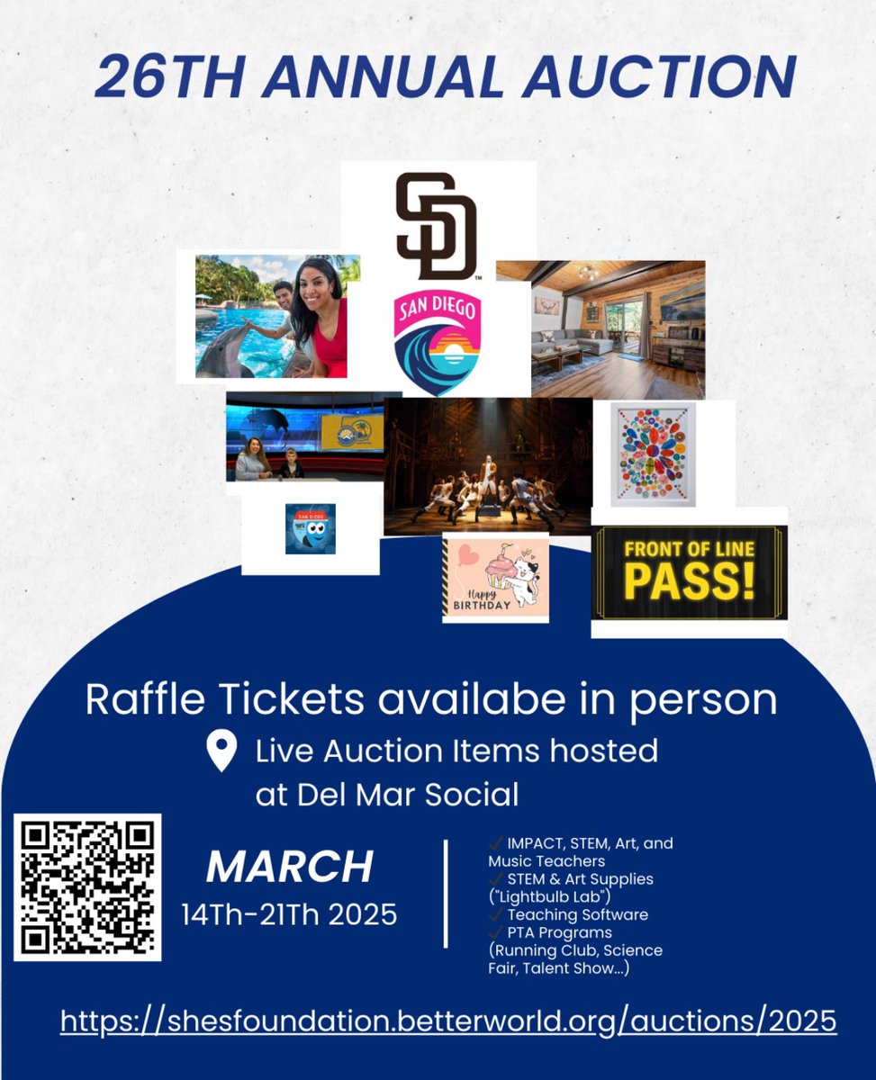 Jessica Pineda (@mrspineda_pusd) on Twitter photo The 26th Annual Sunset Hills Auction is live!! Make sure to get those bids in, and enable notifications so you know if you get outbid. Good luck! 🍀 @teamshes #SeagullStyle #SeagullsSoarTogether 💙 <a href="/SunsetHillsES/">SunsetHillsElementary</a> shesfoundation.betterworld.org/auctions/2025 The 26th Annual Sunset Hills Auction is live!! Make sure to get those bids in, and enable notifications so you know if you get outbid. Good luck! 🍀 @teamshes #SeagullStyle #SeagullsSoarTogether 💙 <a href="/SunsetHillsES/">SunsetHillsElementary</a> shesfoundation.betterworld.org/auctions/2025