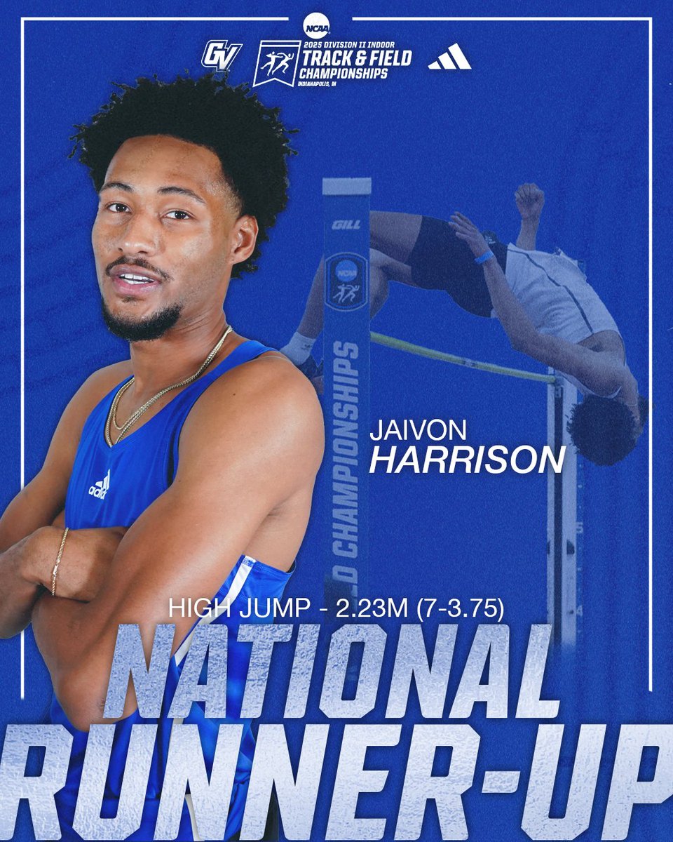 A real do-it. #ThatsSoVon ⭐️

Jaivon Harrison is your 2025 National Runner-Up in the men's indoor high jump! His 2.23m (7-3.75) mark earned him a silver medal &amp; All-America honors🔥

#AnchorUp