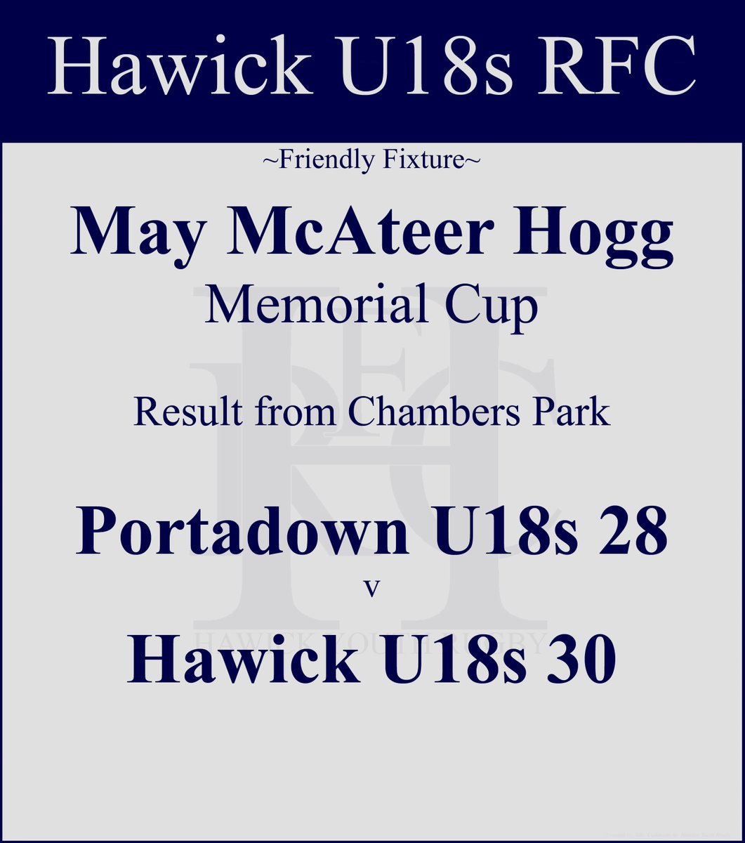 Result from Chambers Park tonight, Hawick U18s retain the May McAteer Hogg Memorial Cup.
Well done lads 💪🏉💚🏆
#HawickYouthRugby #BIHB #AONR