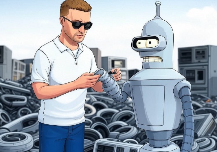 Howells940321's tweet photo. James Howells: "Even though I haven’t found the hard drive with the bitcoins yet, I did find Bender from Futurama. I’ll assemble him, and he’ll play poker with me!))"
#howells #HT #Solana #pumpfun #memecoin #bender #Futurama https://t.co/RaDcapaPa0