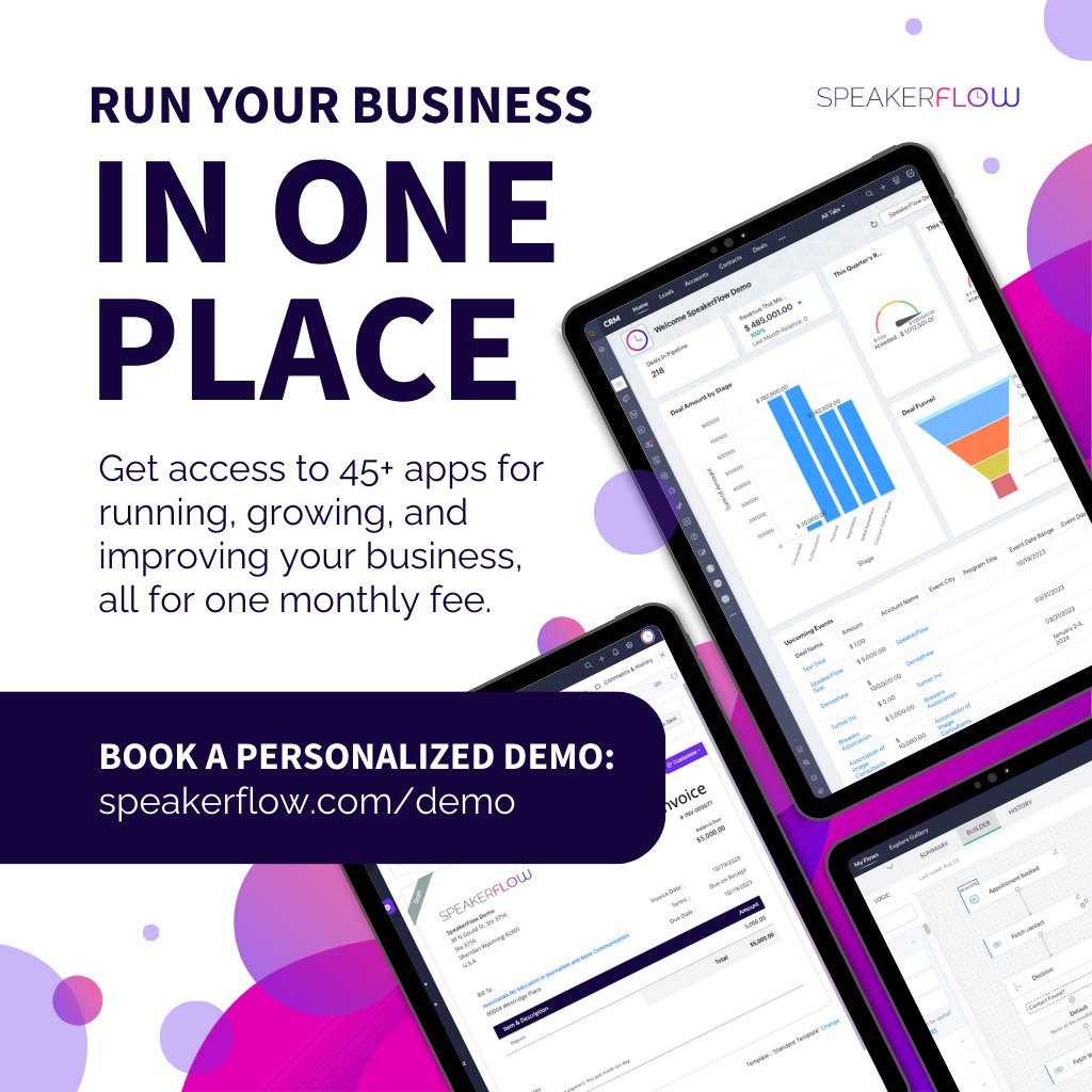 SpeakerFlow's tweet image. Streamline your client management, nurture your audience with automated campaigns, track finances, automatically generate and send contracts, and so much more!

And do all of this in one place. 🤯

Book a free demo today to learn more. 

speakerflow.com/system?utm_cam…

#technology