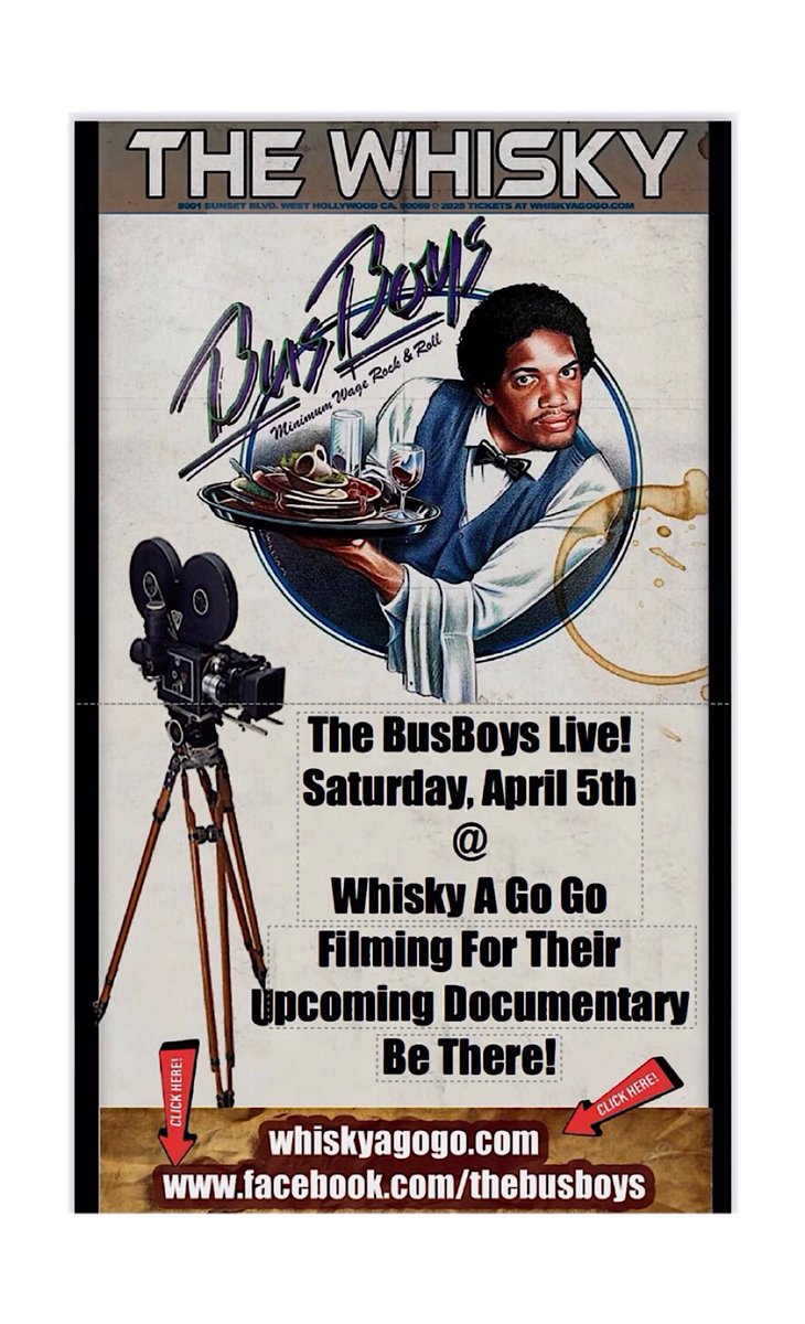 The BusBoys’ Saturday, April 5, 2025, Whisky A Go Go show is well on the way to being a spectacular Sunset Strip event. Friends and fans should come camera ready, as filming for The BusBoys Documentary will be in full swing. The Boys Are Back!! Be There! #busboys #whiskyagogo