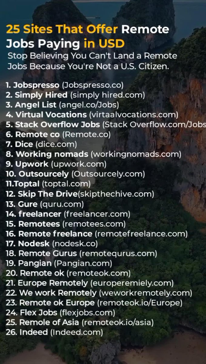 Yesyoucan25519's tweet photo. List of Remote jobs paying in the US. #joblist #remotejob https://t.co/zjDpAyB2bK