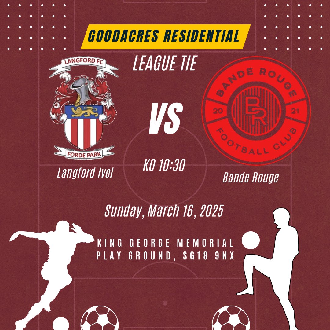 Langford Ivel FC (@ivelfc) on Twitter photo ๐จ NEXT FIXTURE ๐จ
The boys welcome <a href="/BandeRougeFC/">Bande Rouge FC</a> to the carpet this weekend, hoping to secure the 3 points. ๐จ NEXT FIXTURE ๐จ
The boys welcome <a href="/BandeRougeFC/">Bande Rouge FC</a> to the carpet this weekend, hoping to secure the 3 points.