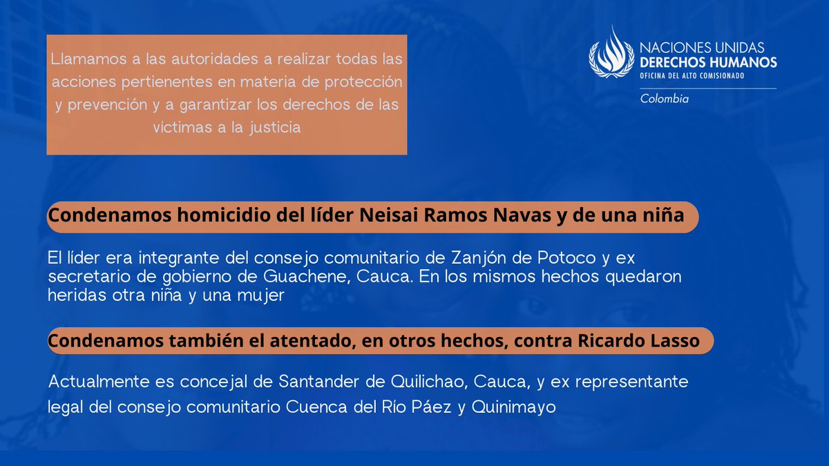 1/Condenamos homicidios del líder Neisai Ramos Navas, del consejo comunitario de Zanjón de Potoco y ex secretario de gobierno de #Guachene #Cauca, y el de una menor de edad de la comunidad afro, en esos hechos también quedaron heridas otra niña y una mujer