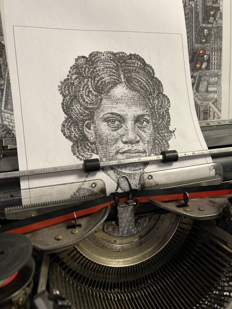 jjcook9628's tweet image. Making progress on Authors in Type, my book of 50 typewritten portraits celebrating literary figures. Today, I’m working on Frances Ellen Watkins Harper, one of the first African American women published in the U.S. Her words were powerful, and I hope to do her justice. #artist