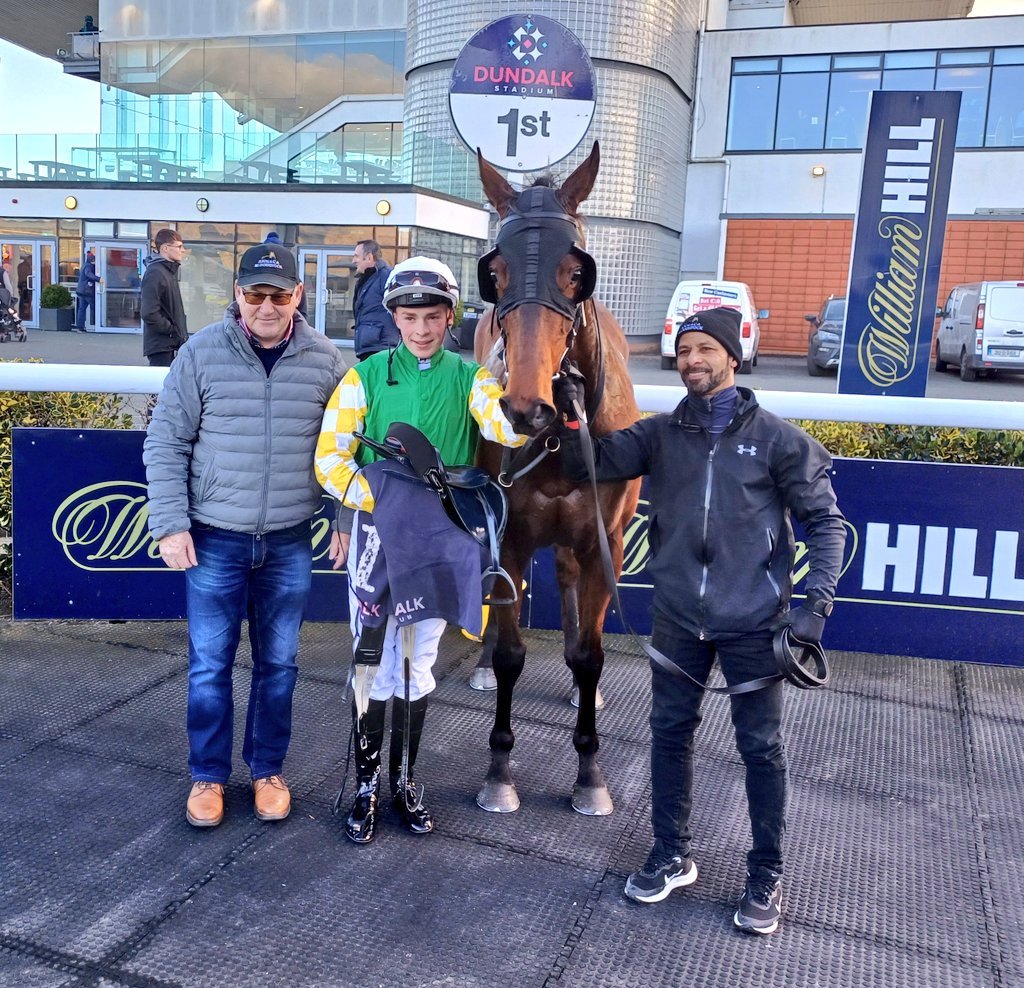 IrishRacing365's tweet photo. Adam Browne-Souza rode his first winner on Crystal Luna for Danny Murphy @DundalkStadium https://t.co/1g6B6n8uqd