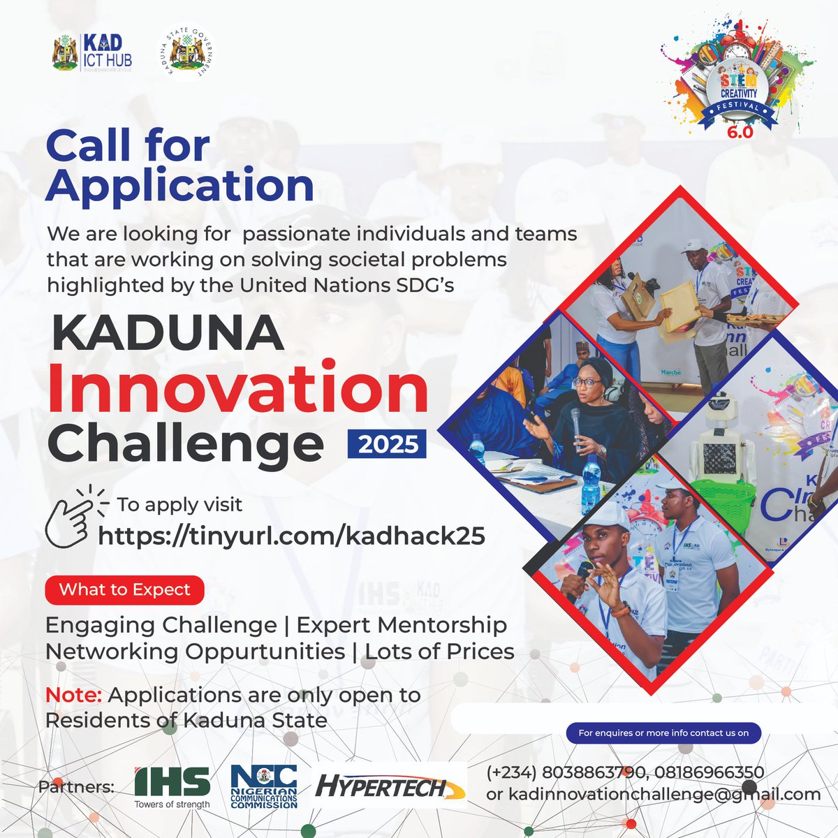 Call for Applications!

Are you an innovator with a passion for solving real-world challenges? Join the Kaduna Innovation Challenge 2025 and showcase your creativity, problem-solving skills, and tech-driven solutions!

🔗 Apply now: tinyurl.com/kadhack25