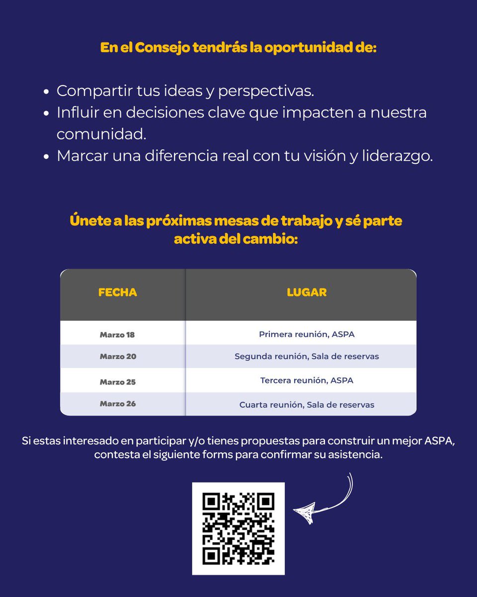 ¡Que no se te pase la fecha! La primera reunión del Consejo Consultivo de Jóvenes de ASPA es el próximo 18 de marzo, aún estás a tiempo de registrarte y marcar una diferencia real con tu visión y liderazgo.