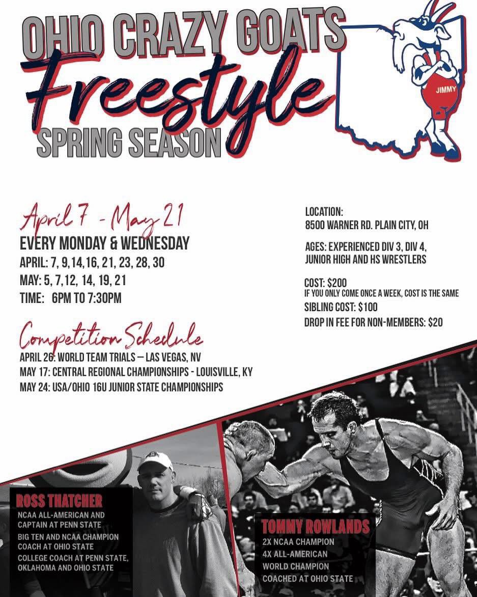 Little over 3 weeks away!!!  See info below. 🤼‍♂️🐐

#ohiocrazygoats
#WeAreBaaad
#columbuswrestling
#centralohiowrestling