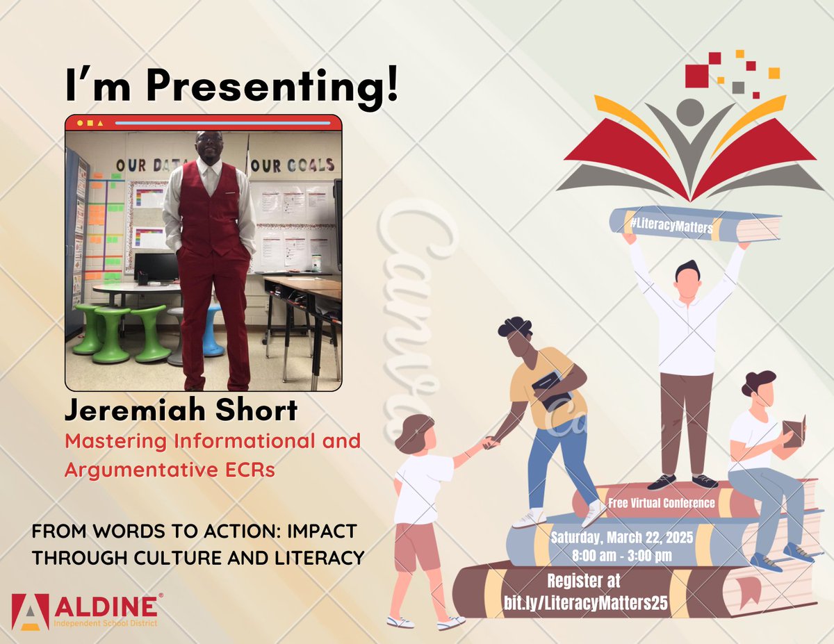Jeremiah Short (@mr100teacher) on Twitter photo 🚨 Exciting News! 🚨 I’ll be presenting at <a href="/AISDLitMatters/">LiteracyMatters</a> 2025! 🎉 Join my session on "Mastering Informational & Argumentative Responses." Sign up for the FREE conference today! Let’s elevate literacy! 📚✨ #AldineImpact 🚨 Exciting News! 🚨 I’ll be presenting at <a href="/AISDLitMatters/">LiteracyMatters</a> 2025! 🎉 Join my session on "Mastering Informational & Argumentative Responses." Sign up for the FREE conference today! Let’s elevate literacy! 📚✨ #AldineImpact
