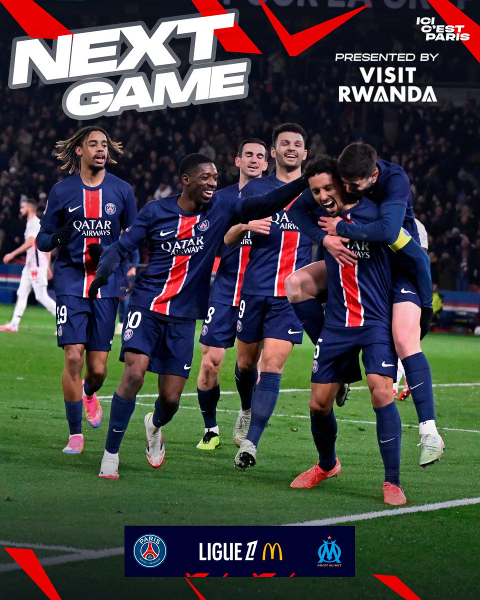 PSG_inside's tweet photo. 𝐍𝐞𝐱𝐭 𝐆𝐚𝐦𝐞 ⚽️⚔️

🆚 Olympique de Marseille
🗓️ Dimanche 16 Mars
⌚️ 20h45

#PSGOM I @visitrwandanow https://t.co/zKnNl18bQK