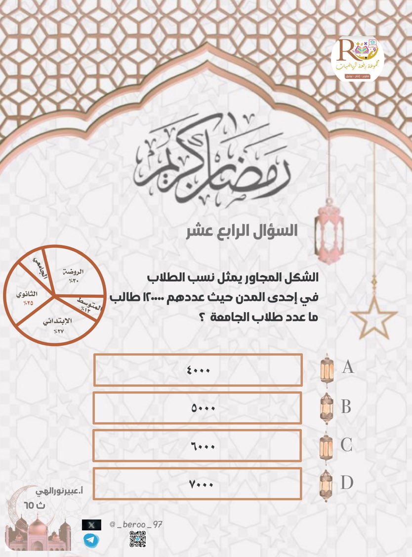 αβεεπ (@_beroo_97) on Twitter photo #الرخصة_المهنية_رياضيات
#الرخصة_المهنية_تخصص
<a href="/Maths0120/">مجموعة رِفعة الرياضيات</a>
<a href="/Maths_Q_Refah/">مجموعة رِفعة للاختبارات المحلية والدولية</a>
#قدرات
#قدرات_كمي
#المسابقة_الرمضانية
صياماً مقبولاً ًإفطاراً شهياً ✨🌙 #الرخصة_المهنية_رياضيات
#الرخصة_المهنية_تخصص
<a href="/Maths0120/">مجموعة رِفعة الرياضيات</a>
<a href="/Maths_Q_Refah/">مجموعة رِفعة للاختبارات المحلية والدولية</a>
#قدرات
#قدرات_كمي
#المسابقة_الرمضانية
صياماً مقبولاً ًإفطاراً شهياً ✨🌙
