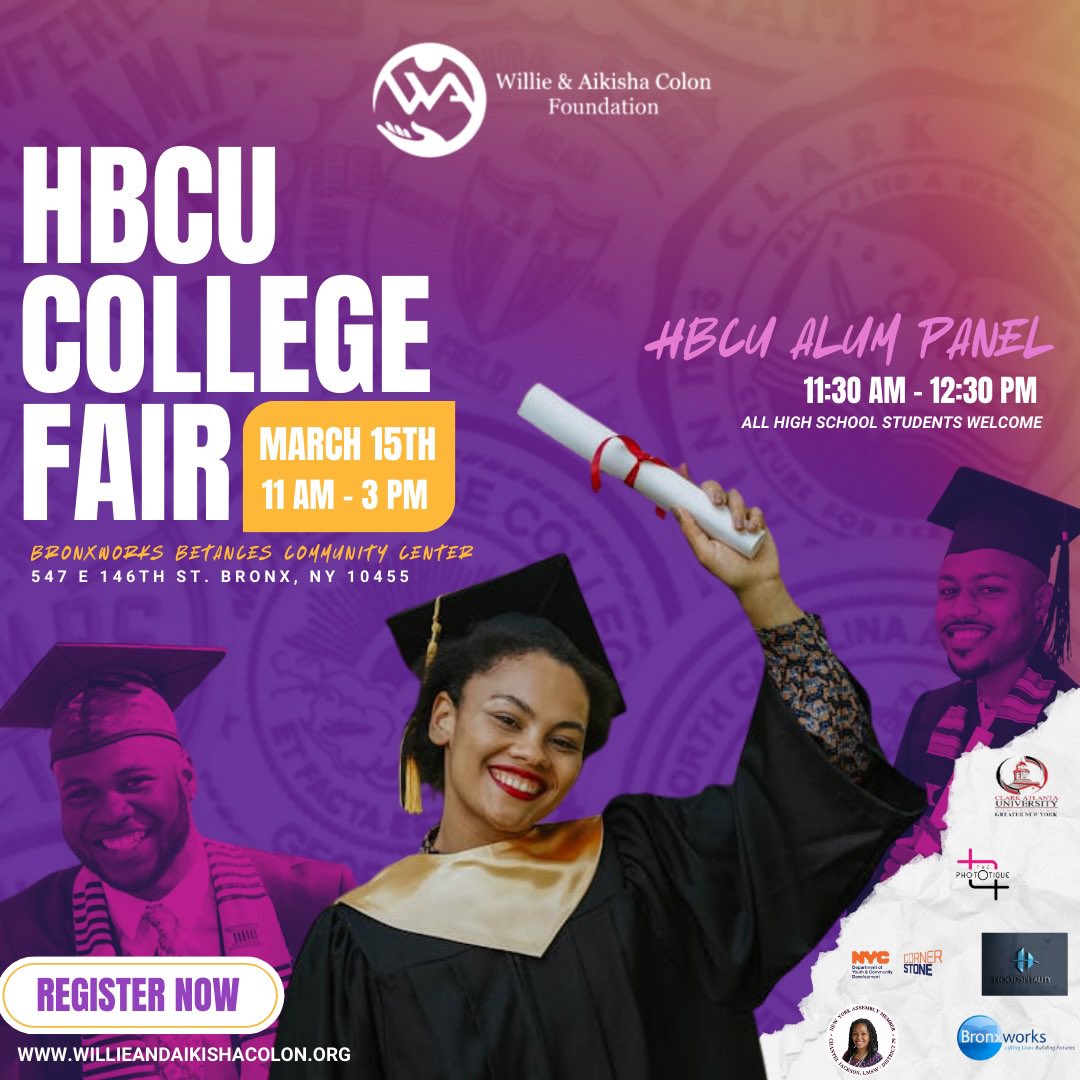 WACFdn's tweet photo. HBCU COLLEGE FAIR is TOMORROW!!! We are so excited and can’t wait to see you!!! 💜❤️ https://t.co/HhFvSBeGfH