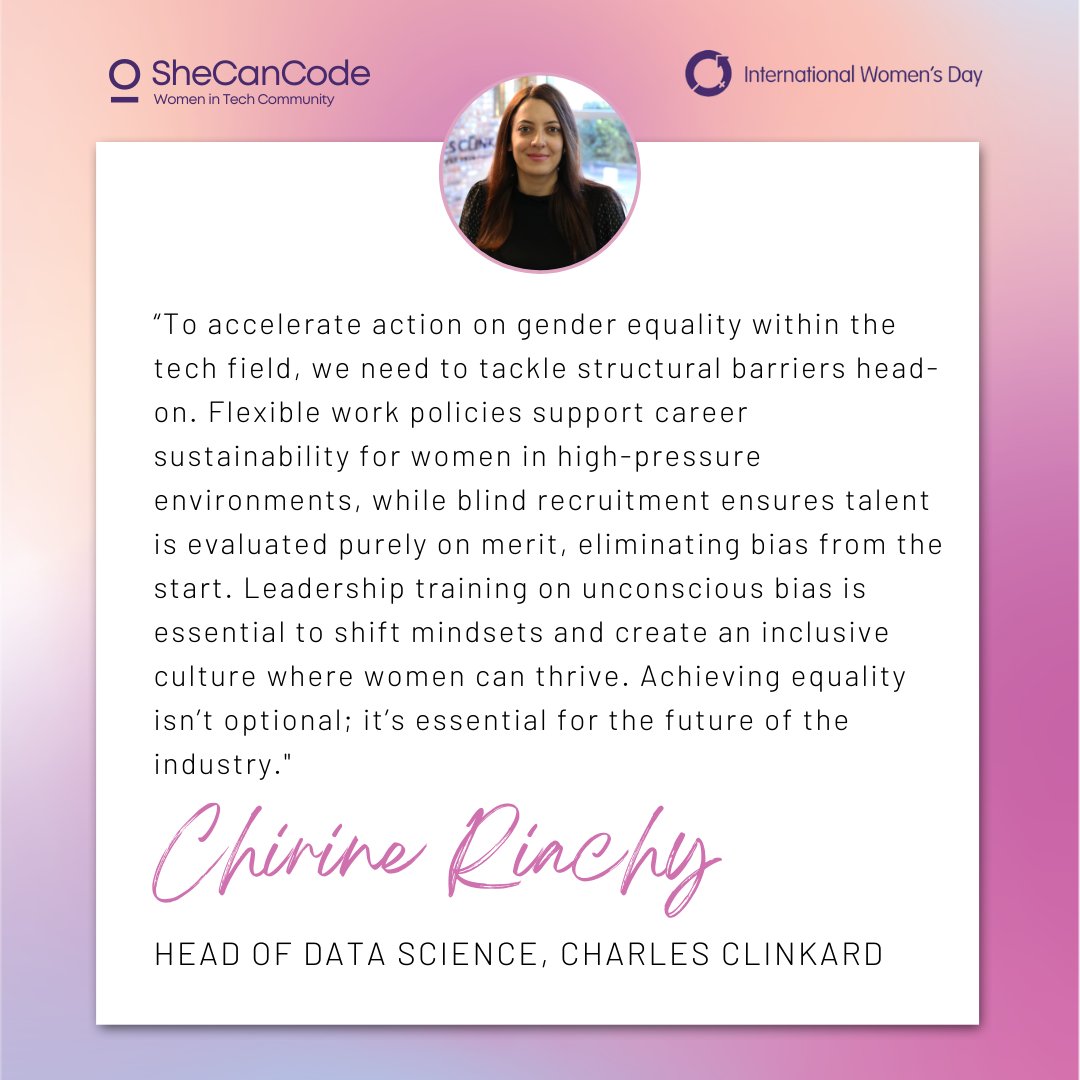 As part of our #InternationalWomensDay campaign, we asked #WomenInTech what the day means to them?

Here’s what the brilliant Chirine Riachy, Head of Data Science at <a href="/CharlesClinkard/">charlesclinkard</a> had to say ⬇️

View our entire IWD campaign here 🔗 bit.ly/410kH4v

#IWD2025