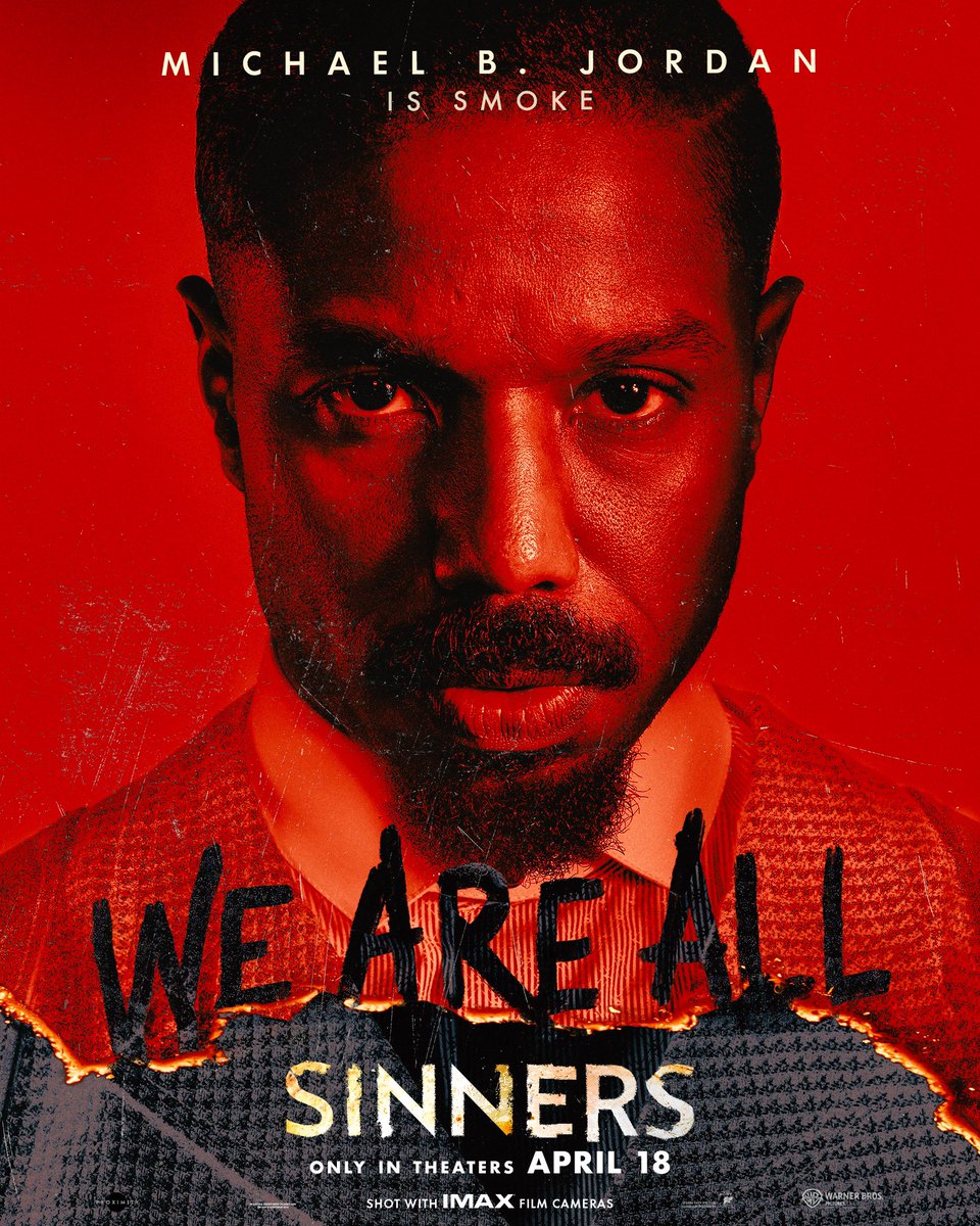 DiscussingFilm's tweet photo. New posters for Michael B. Jordan and Michael B. Jordan in Ryan Coogler’s vampire thriller ‘SINNERS’

In theaters on April 18. https://t.co/cAaBr2CNvY