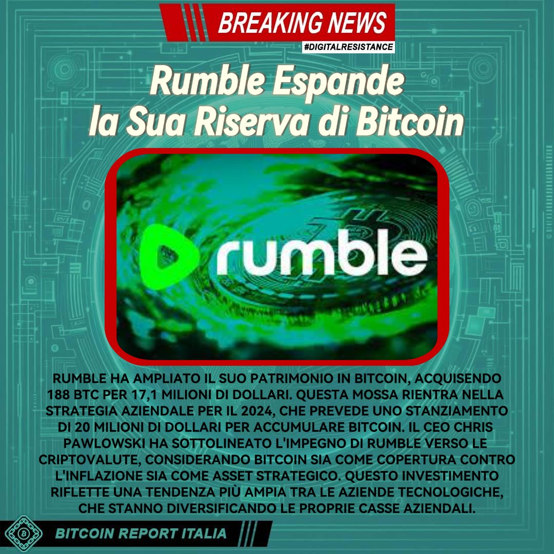 BitcoinSecondo's tweet image. Rumble acquista oltre 17 milioni di dollari in Bitcoin, espandendo la sua riserva strategica

Leggi l&apos;Articolo Completo:
t.me/BitcoinReportC…

#BitcoinReportItalia #Rumble #Riserva #Investimento #Pawlowski #Dollari #Cripto #Bitcoin