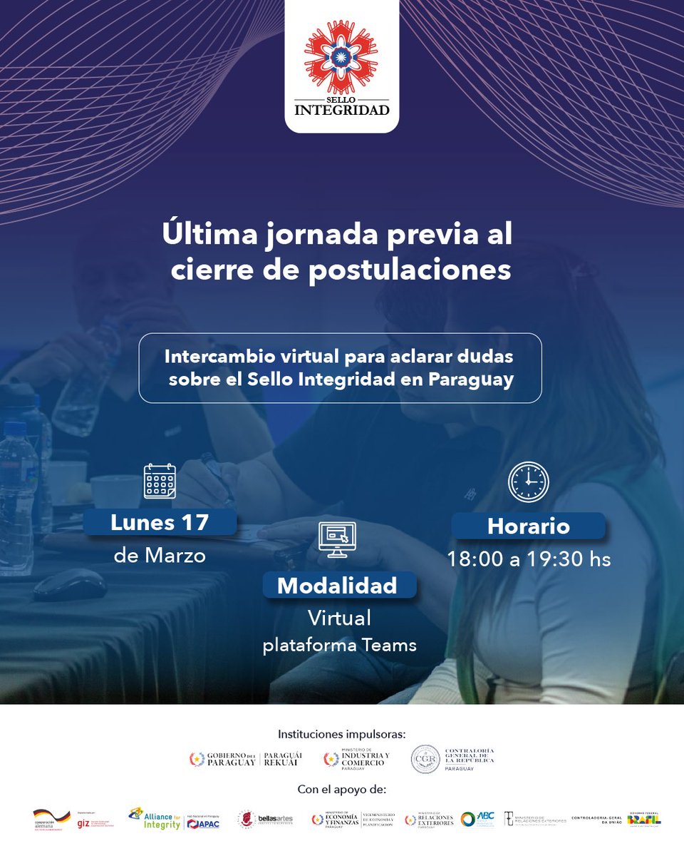 ¡Última jornada antes del cierre de postulaciones! 

Te invitamos a un intercambio virtual donde podrás resolver todas tus consultas y asegurarte de que tu postulación esté lista. 

Lunes 17 de marzo: 18:00 hs - 19:30 hs
Modalidad: Virtual

Inscripción: forms.gle/Q1KbSyGnnNoKuY…