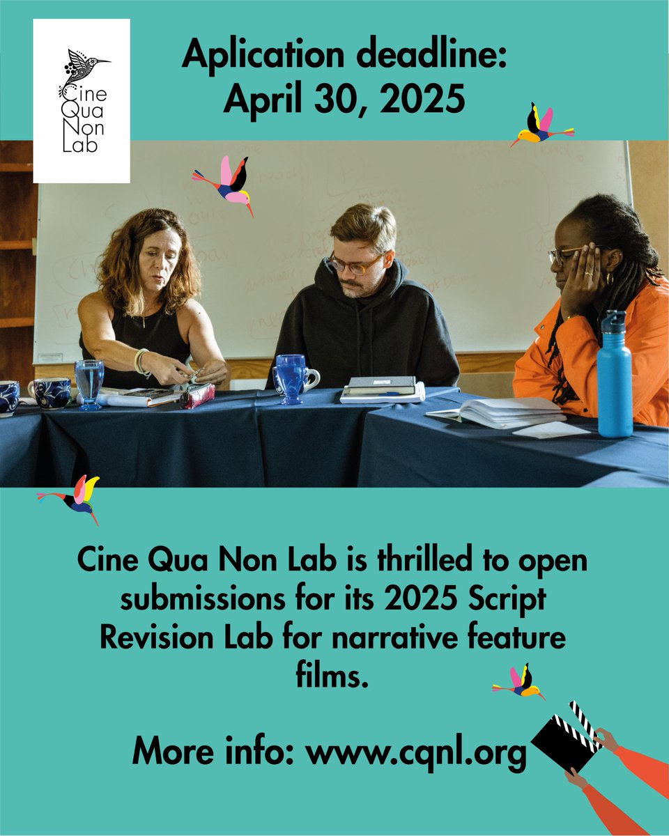📢 Applications are open for the Script Revision Lab! Work alongside talented filmmakers in a two-week creative retreat in Tzintzuntzan, Mexico.

👉The deadline for submissions is Wednesday, April 30th

🌐Apply now: cqnl.org
#SRL2025 #CQNLFamily #ScriptRevisionLab