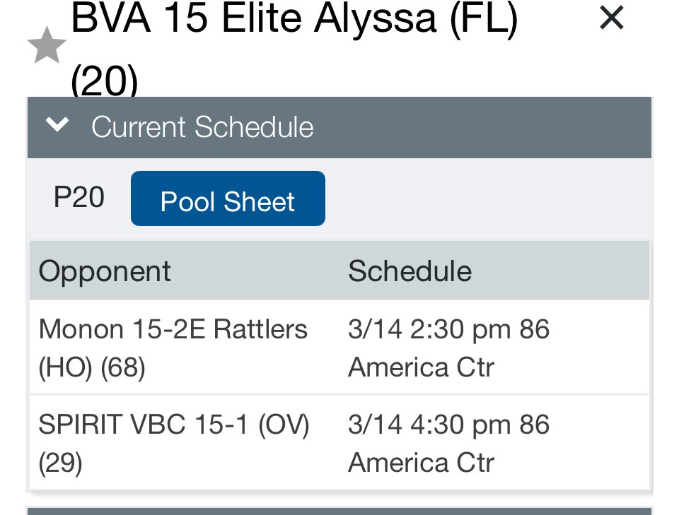 Sienna (Sisi) Weiss (@siennaweissvb28) on Twitter photo Court change today for Day 1 MEQ St. Louis. Now on Court 86. #6
-2:30pm
-4:30pm
<a href="/BoomersVB/">Boomers Volleyball</a> Court change today for Day 1 MEQ St. Louis. Now on Court 86. #6
-2:30pm
-4:30pm
<a href="/BoomersVB/">Boomers Volleyball</a>