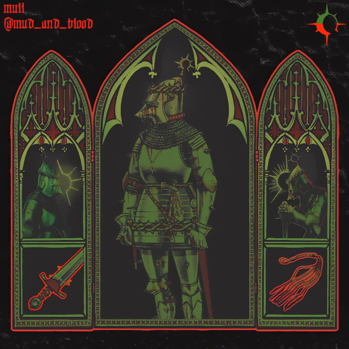 Mud_and_Blood's tweet image. Knight Flagellant Character Tryptych
