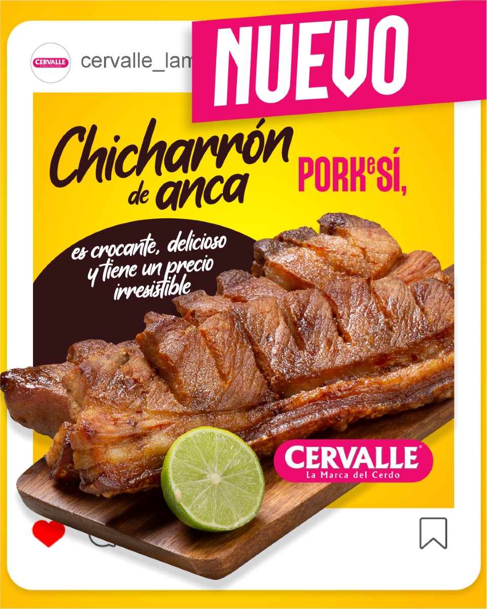 Para quienes disfrutan sin dar explicaciones, Cervalle presenta el nuevo chicharrón de anca. 
¡Te va a encantar PORKeSí! 🤩🔥 Disponible en nuestra línea del sabor 📲 3103157287 y📍puntos de venta.
 #CarneDeCerdo #Cervalle #ChicharrónDeAnca #PORKeSÍ