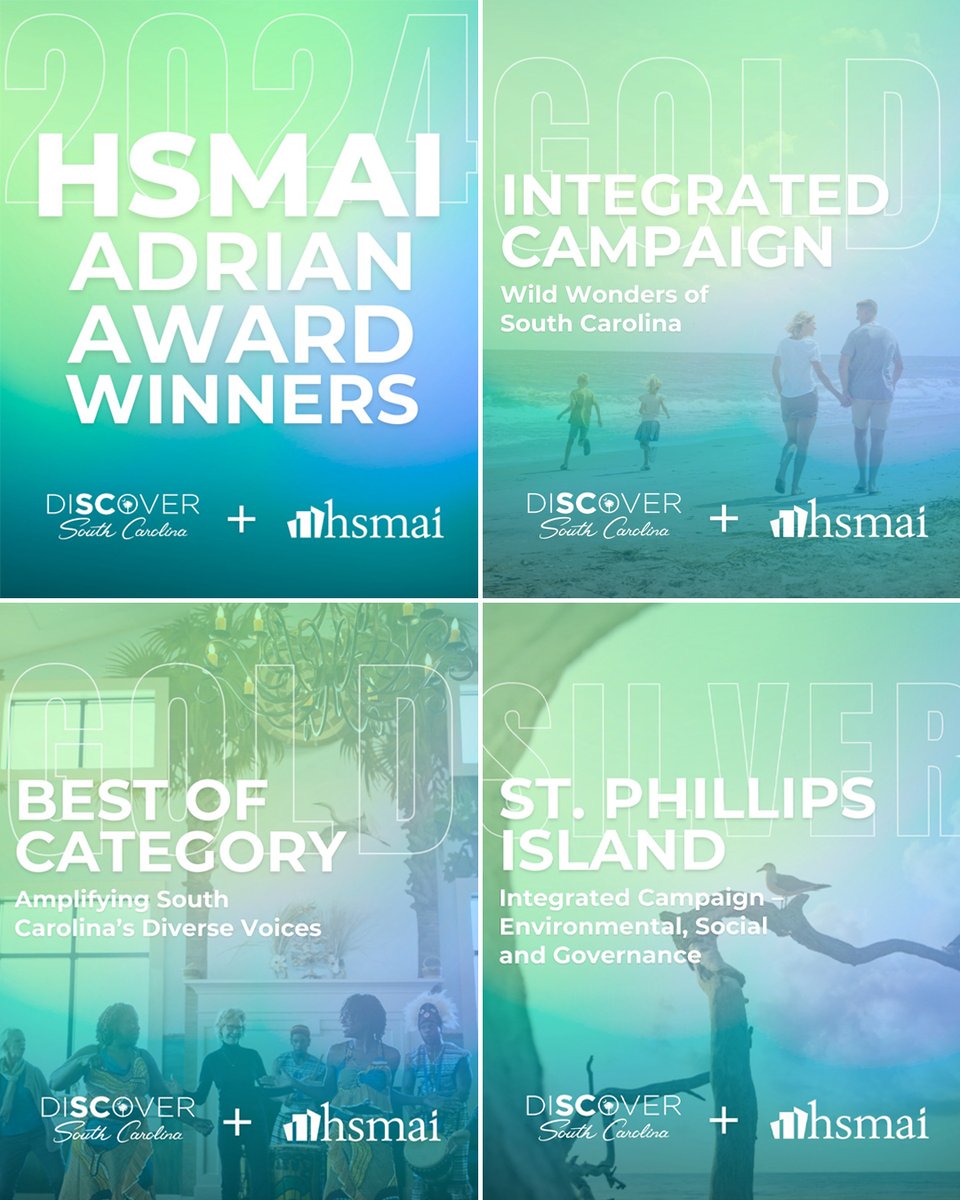 We’re honored to have been awarded three HSMAI Adrian Awards for our campaign work with <a href="/Discover_SC/">South Carolina</a>!