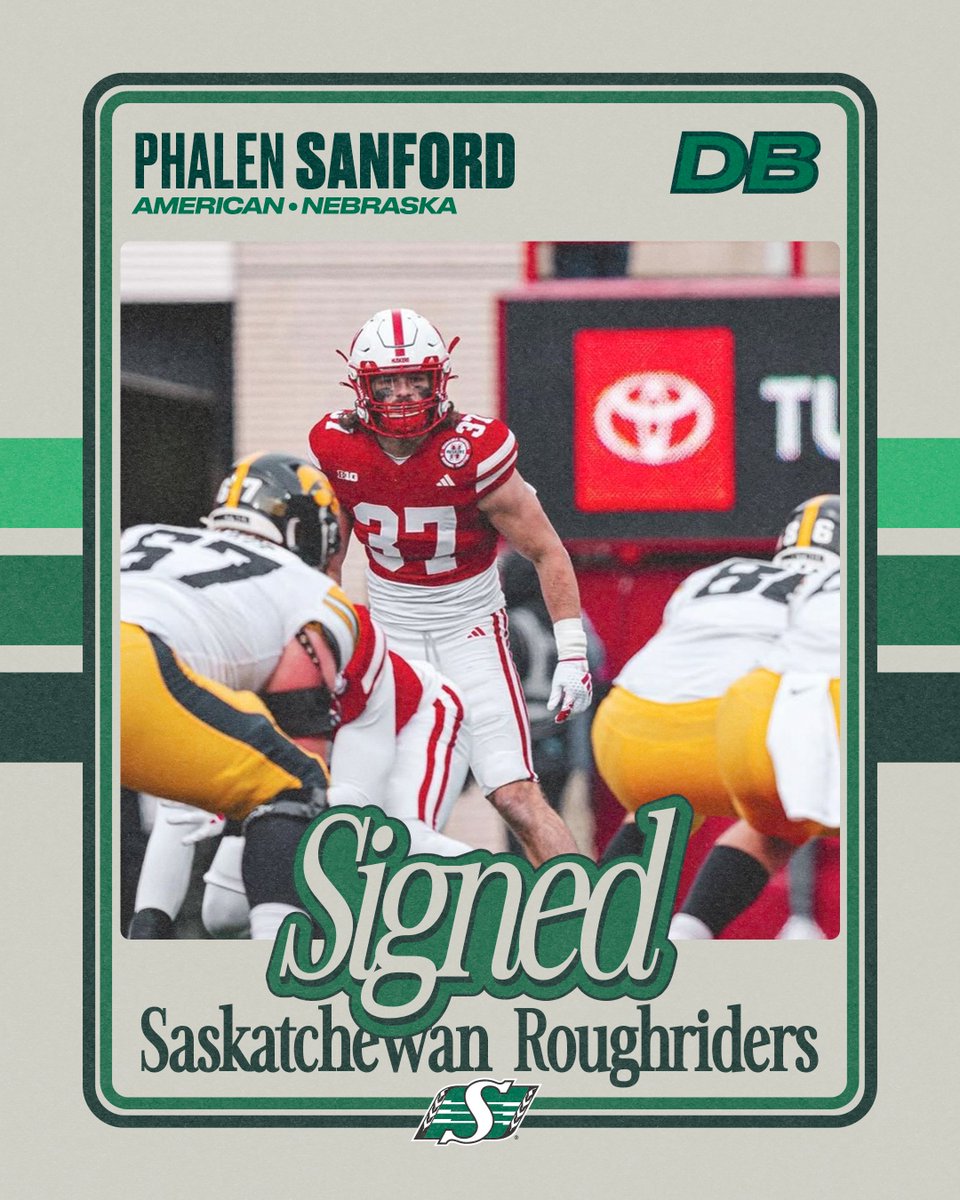 Corn Husks ➡️ Wheat Sheafs 

The Saskatchewan Roughriders have signed American defensive back Phalen Sanford. 

🌾 bit.ly/41P8IpK