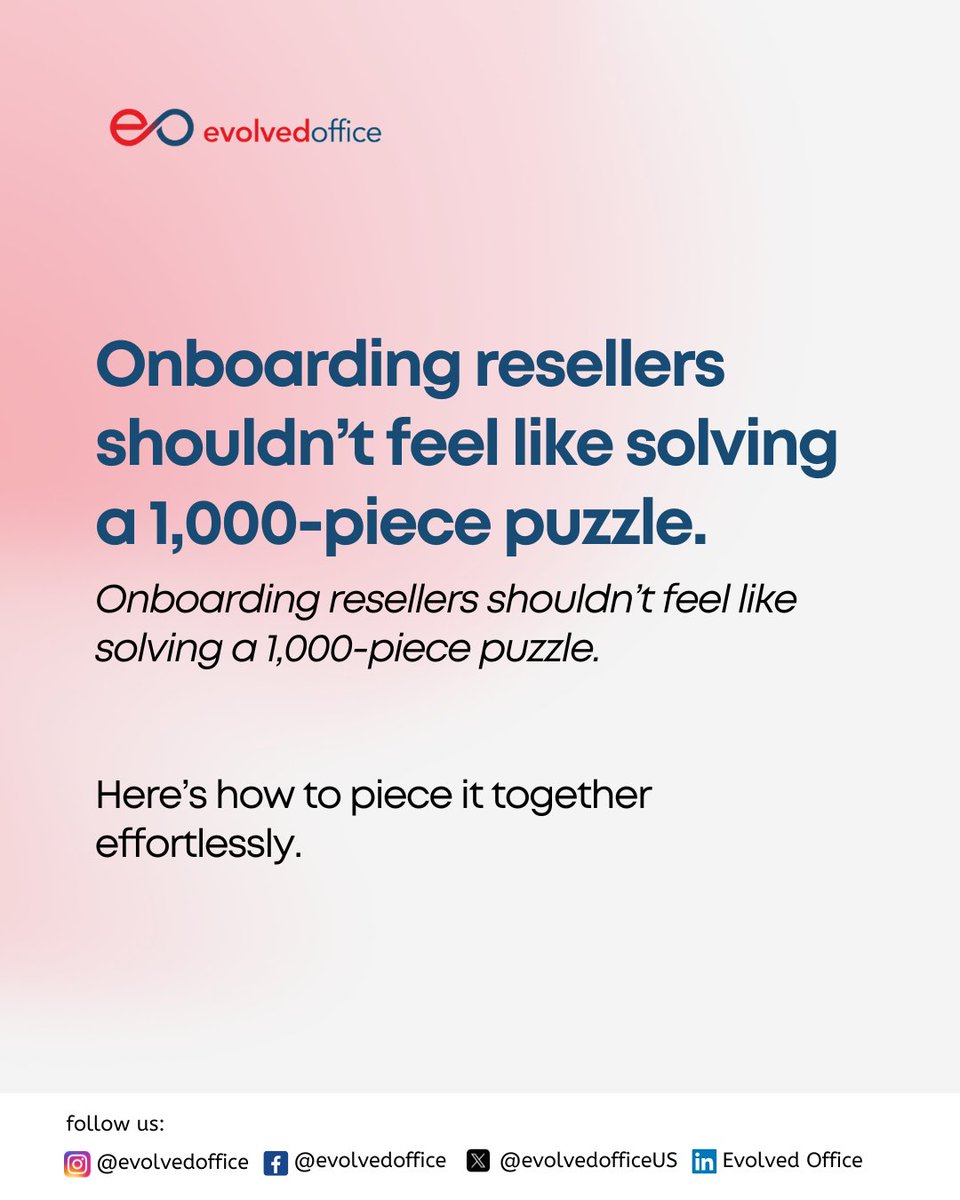 EvolvedOfficeUS's tweet image. Struggling to onboard resellers and launch campaigns quickly? 

You’re not alone! Evolved Office’s MarketAssist™ gives you a dedicated expert for seamless onboarding and fast readiness. 

Stop delays, start success! bit.ly/3J6I3Mi #OnboardingSuccess #GetEvolved
