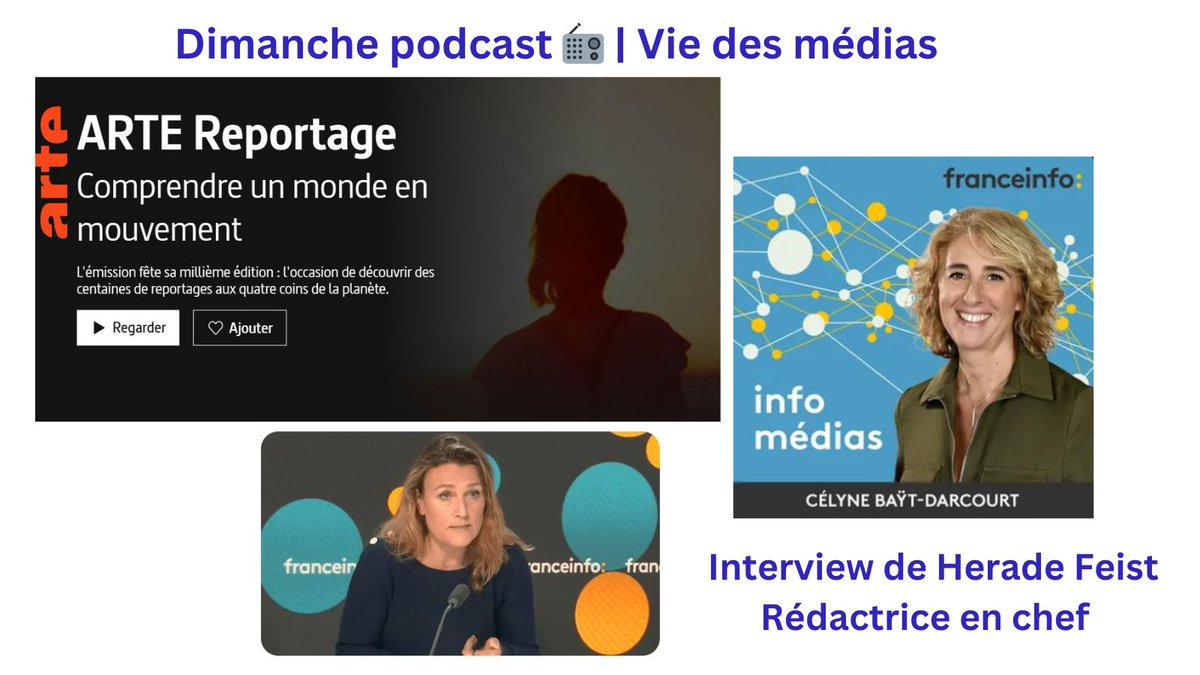 [#DimanchePodcast📻] 

1000e numéro pour <a href="/ReportageArte/">ArteReportage</a>   
<a href="/HeradeFeist/">Herade Feist</a>, rédactrice en chef, narre ce succès dans un monde où 

✅Des pays se ferment 
✅Être  journaliste reste difficile
✅Le reportage donne encore du sens malgré 
       l'#infobésité radiofrance.fr/franceinfo/pod…