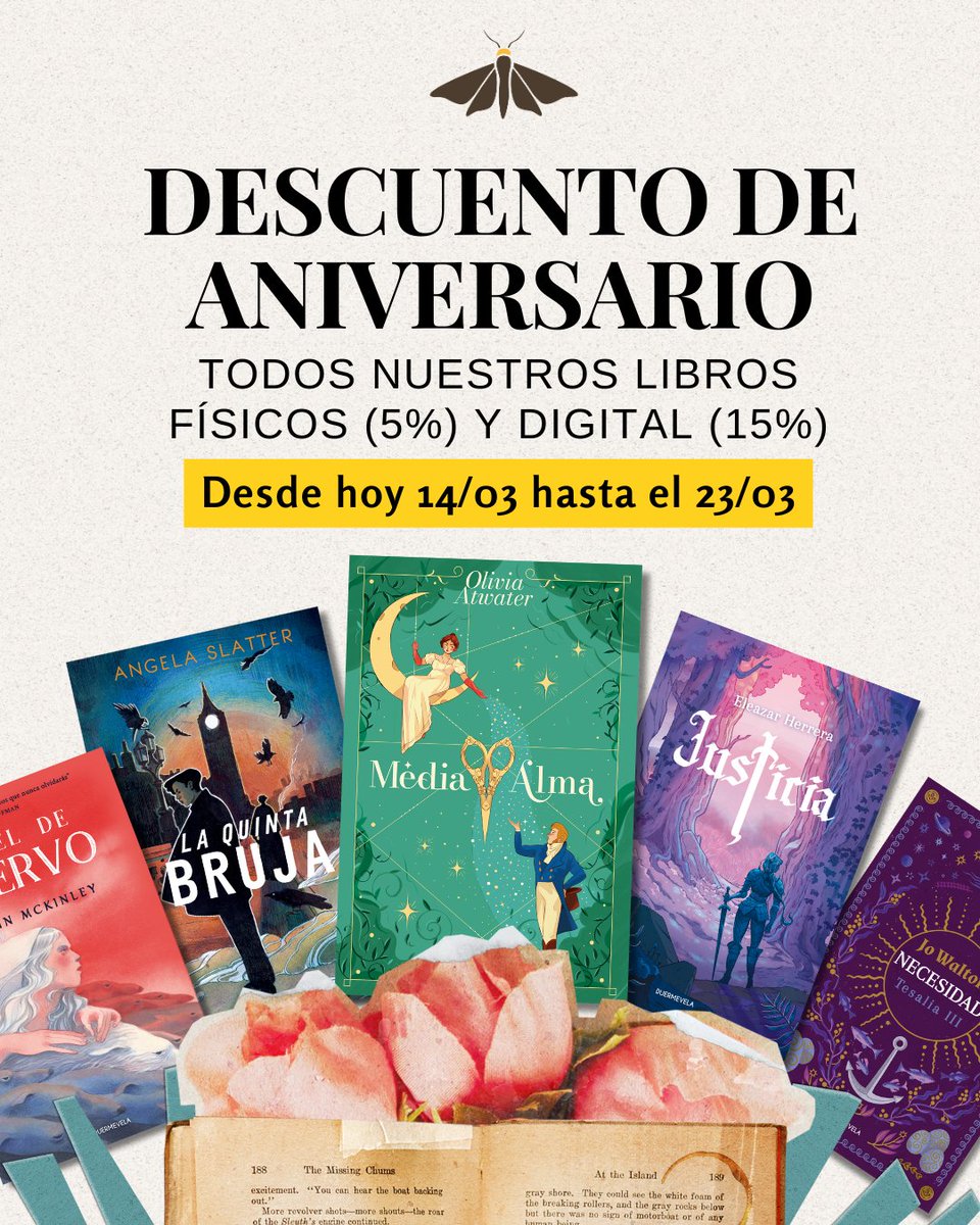 DuermevelaEd's tweet image. Después de una semana intensa de noticias hoy toca un poco de celebración 🍰
✨ Este mes Duermevela cumple 4 añitos✨ En marzo de 2021 publicamos nuestros primeros libros y para celebrar estos años juntos os traemos descuentos en TODOS nuestros libros 🩵

duermevelaediciones.es/tienda/