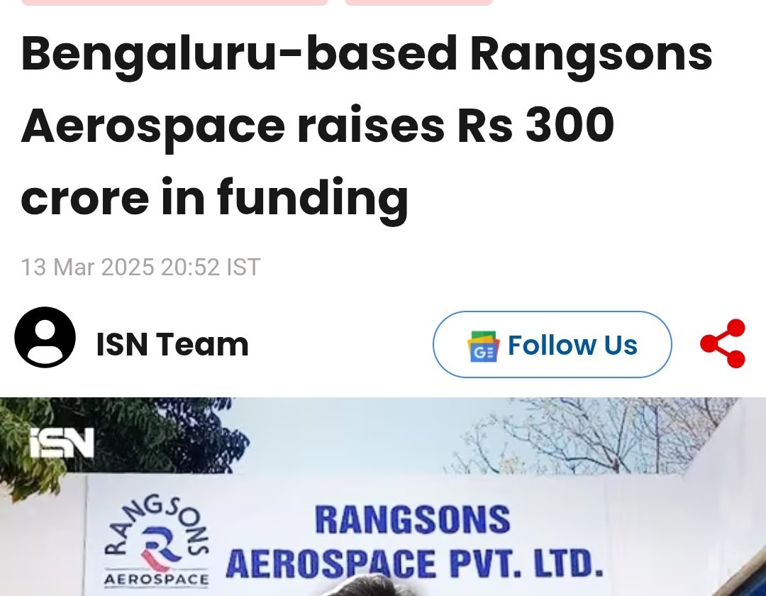 Maheshbr4U's tweet photo. Its Raining Investments in #Karnataka #Aerospace Sector.
#Bengaluru firm #Rangsons Aerospace , part of NR Group (Cycle Brand Incense & fragrances) has secured ₹ 300 Crore funds to be utilized for capacity expansion.
@CMofKarnataka @MBPatil