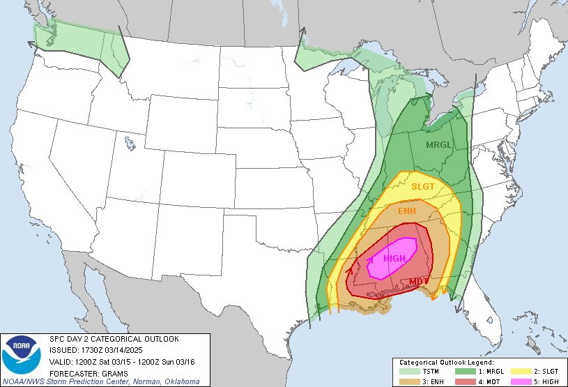 12:32pm CDT #SPC Day2 Outlook High Risk: in central/southern parts of MS/AL spc.noaa.gov/products/outlo…